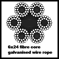 6x24 fibre core galvanized rope